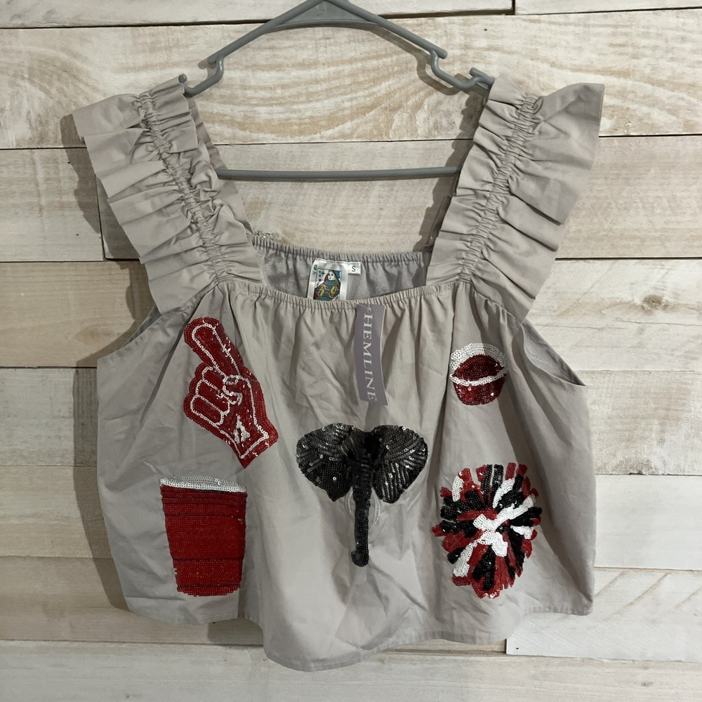 NWT Queen Of Sparkles Bama Gray & Crimson Football Fan